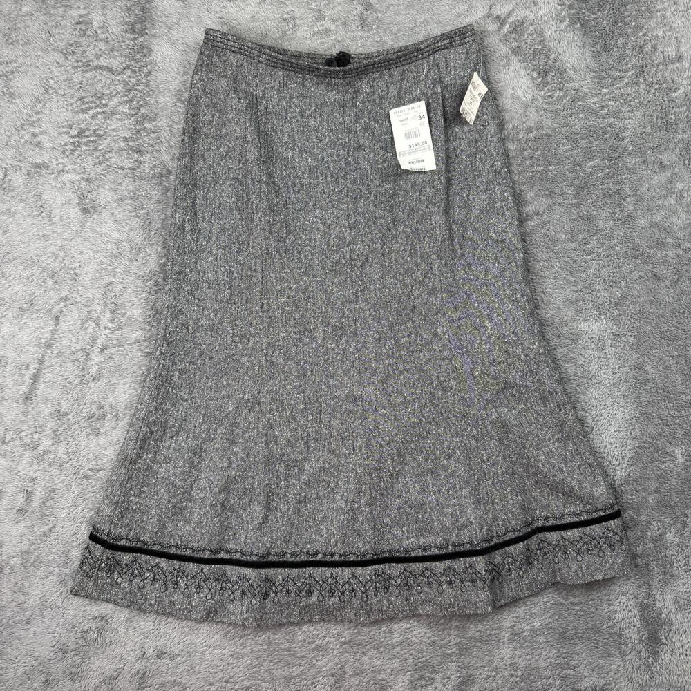 MARCONA Luxury Wool Silk Blend A Line Skirt NEW $145 Womens 26" Waist Gray Knit